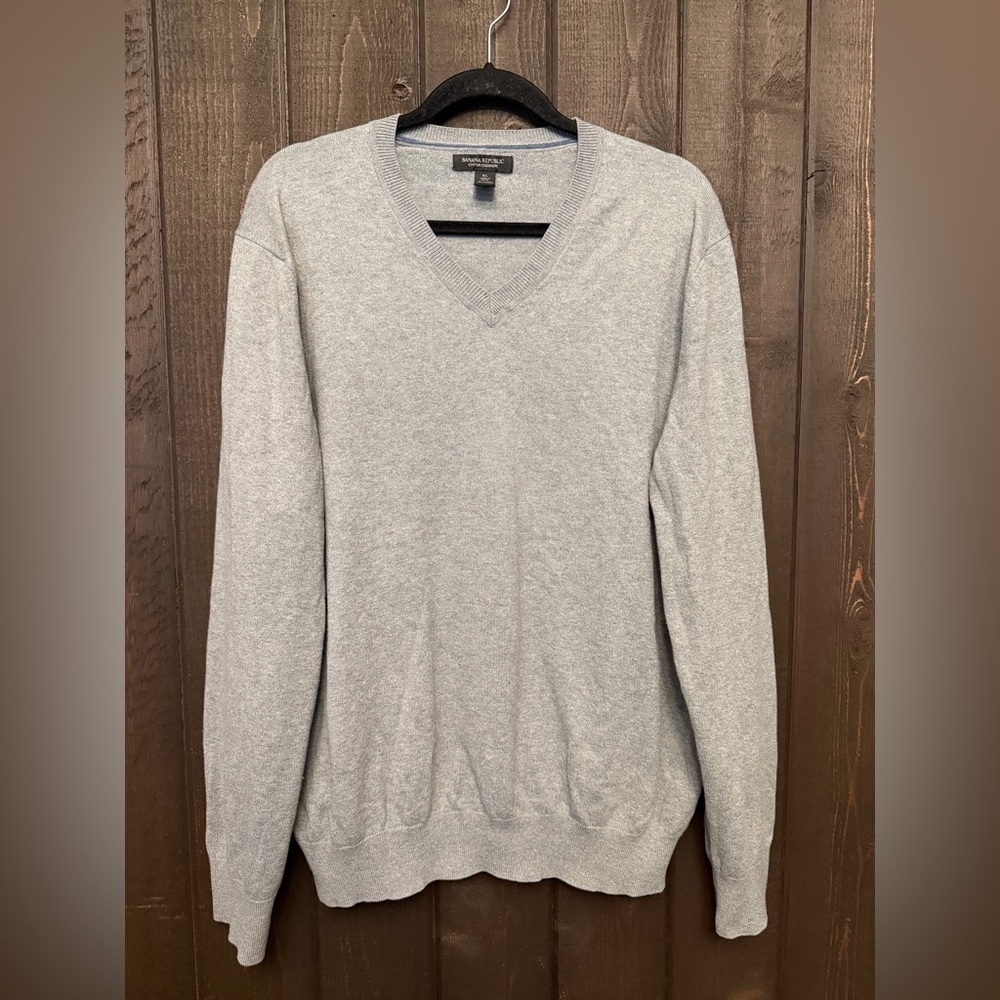 Banana Republic Men’s Cotton/Cashmere Gray Sweater Sz XL Work Travel Leisure EUC